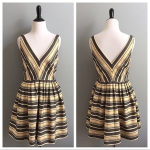 J. Crew metallic gold pleated dress
